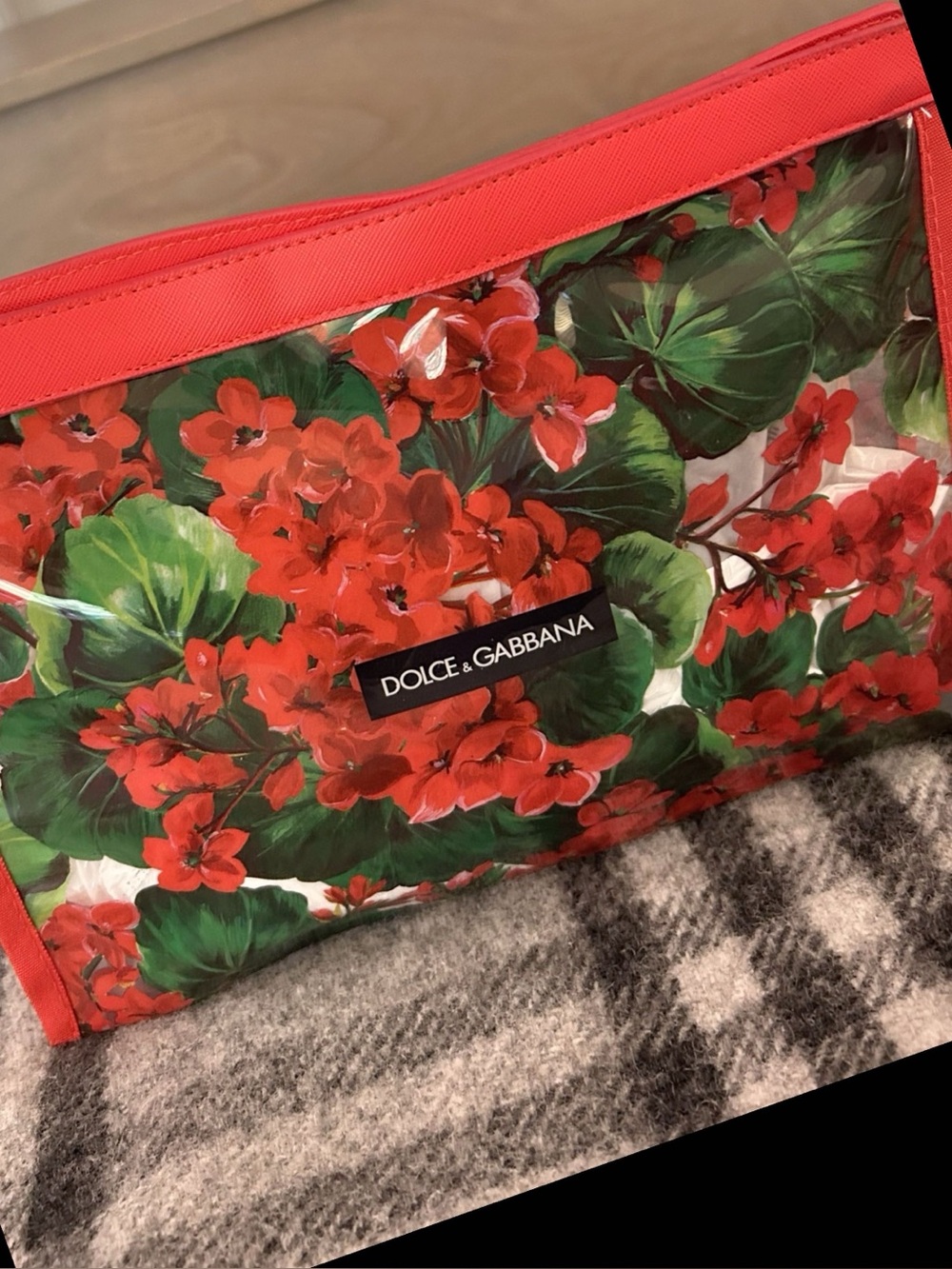 Dolce & Gabbana Floral Cosmetic Pouch in Red & Green NWT